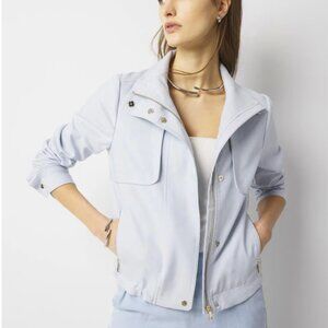 White House Black Market Everyday Moto Jacket Chambray Blue Size S